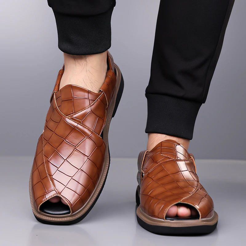 Lorenzo Ridged Leather Sandals