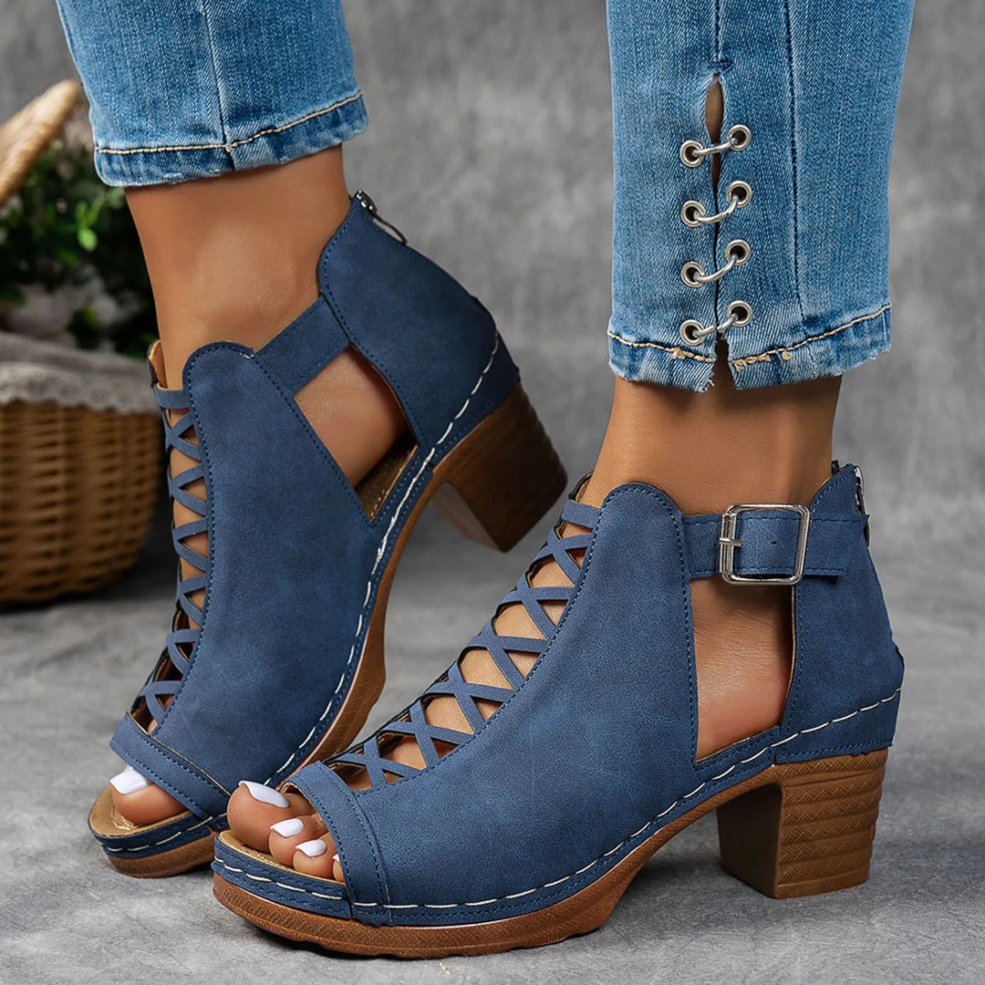 Marzel Cutout Block Sandals