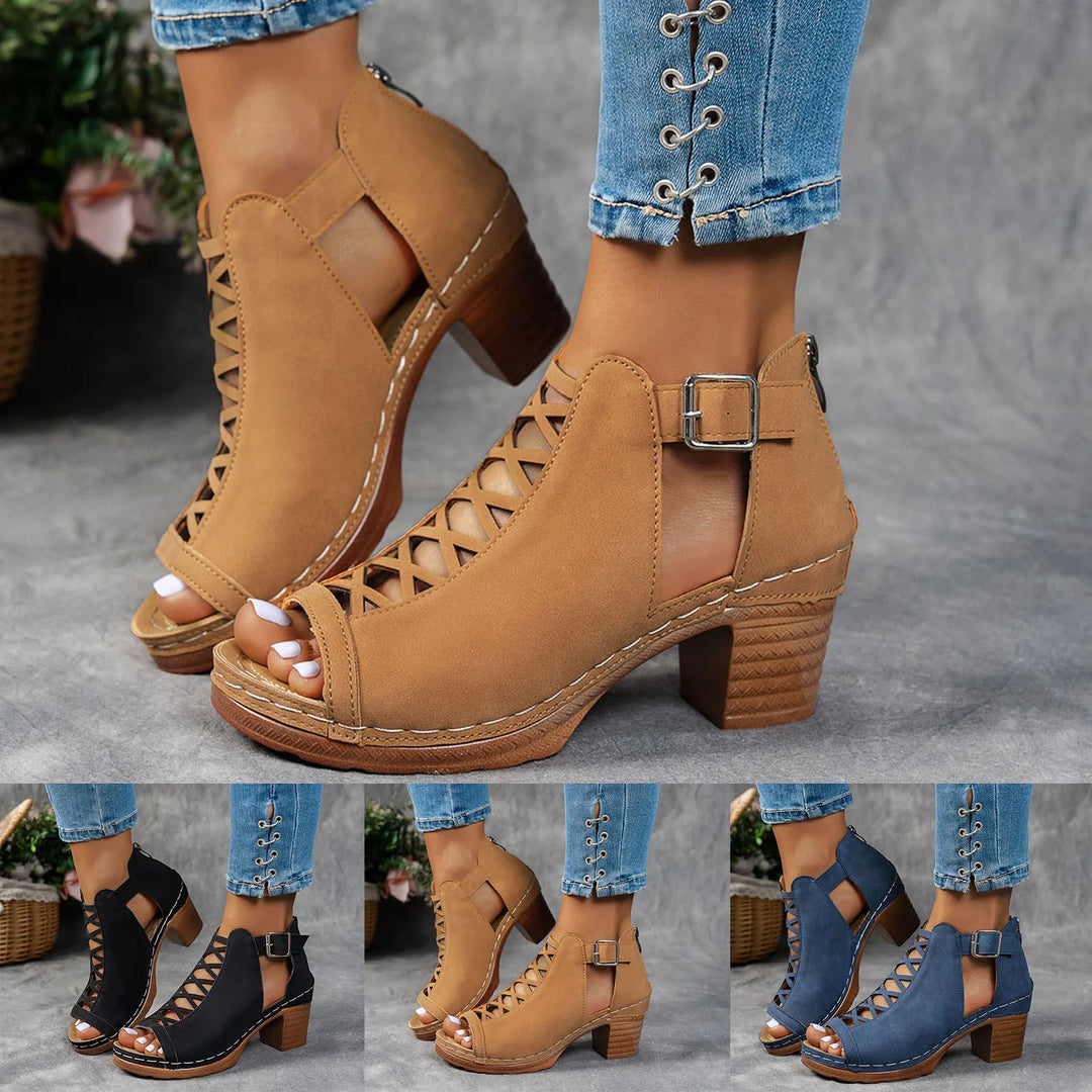Marzel Cutout Block Sandals