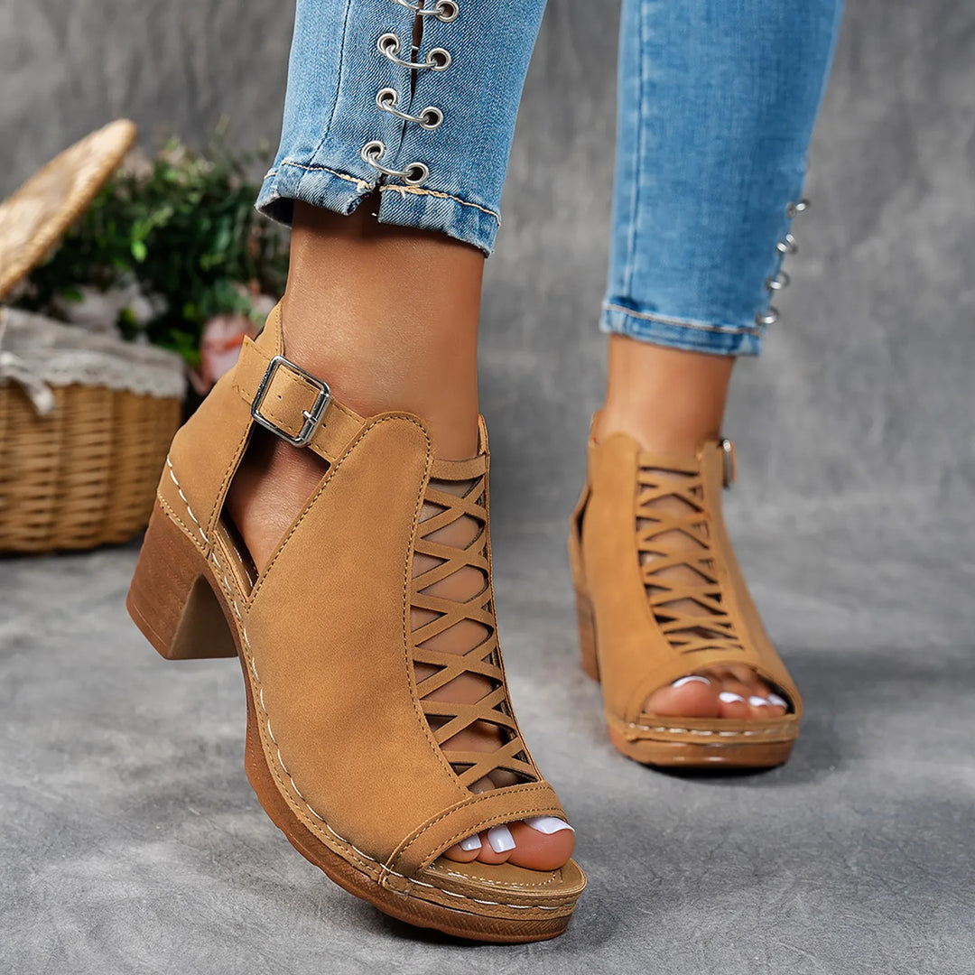 Marzel Cutout Block Sandals