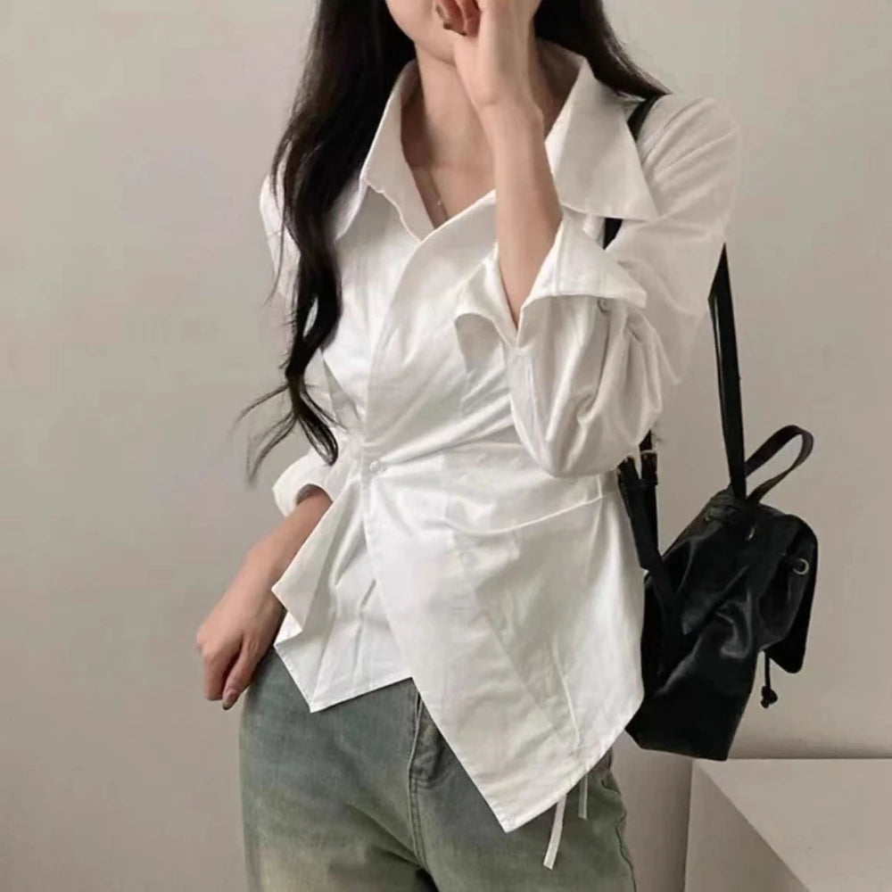 Serine Pinstripe Wrap Shirt