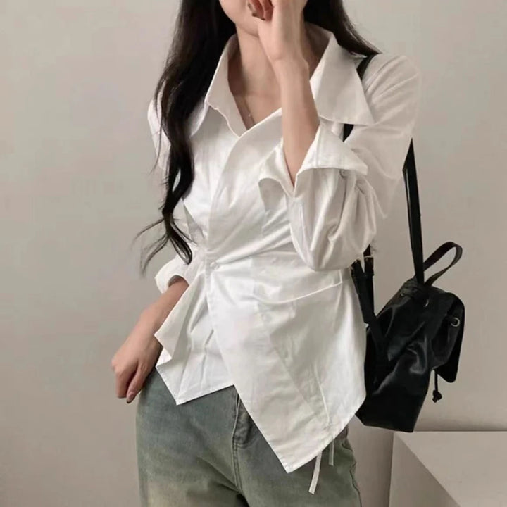 Serine Pinstripe Wrap Shirt