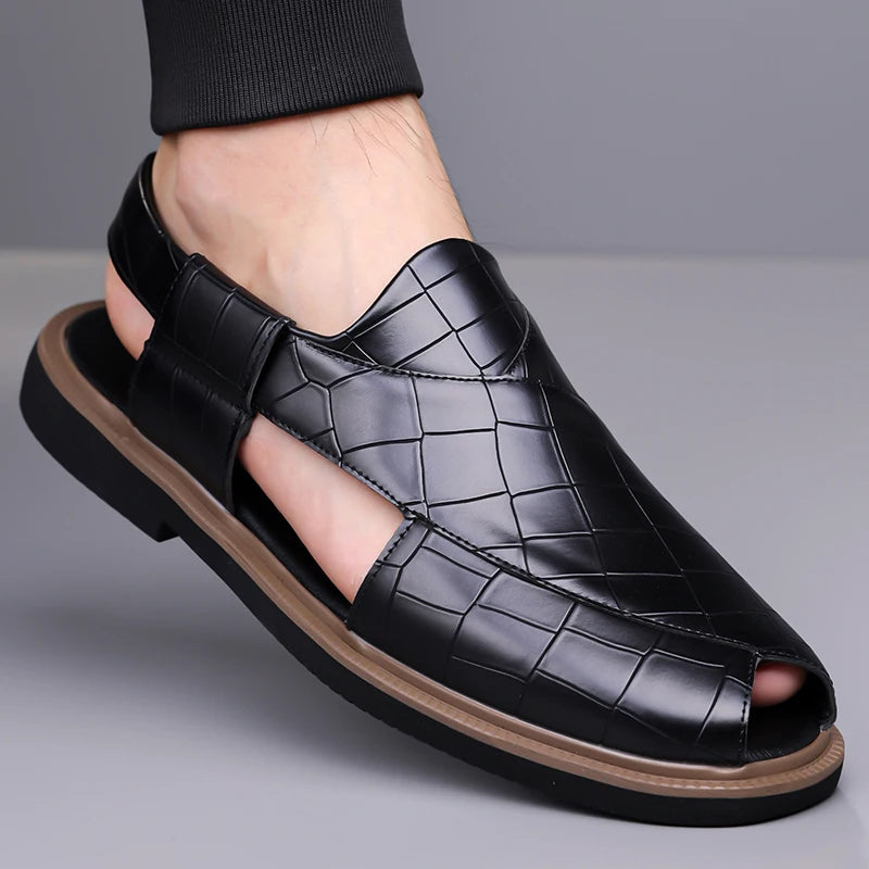 Lorenzo Ridged Leather Sandals