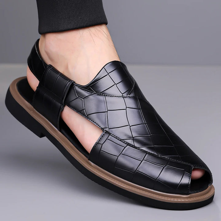 Lorenzo Ridged Leather Sandals