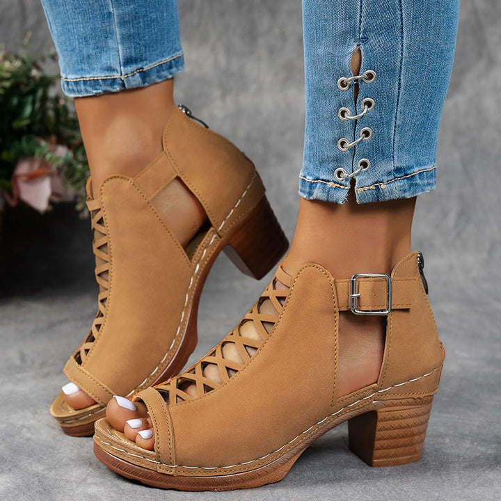 Marzel Cutout Block Sandals
