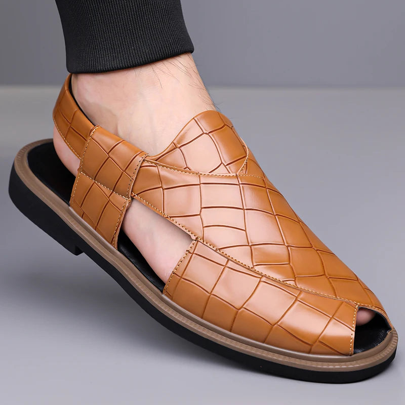 Lorenzo Ridged Leather Sandals