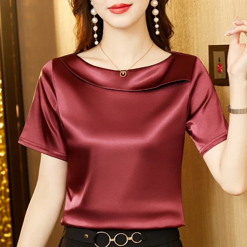 Vivara Satin Fold Collar Blouse