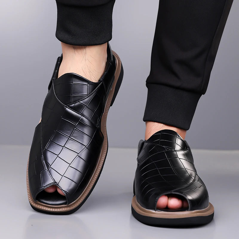 Lorenzo Ridged Leather Sandals