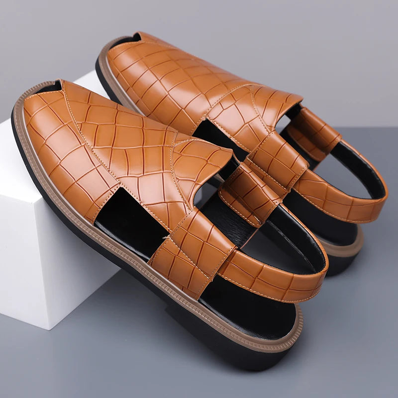 Lorenzo Ridged Leather Sandals