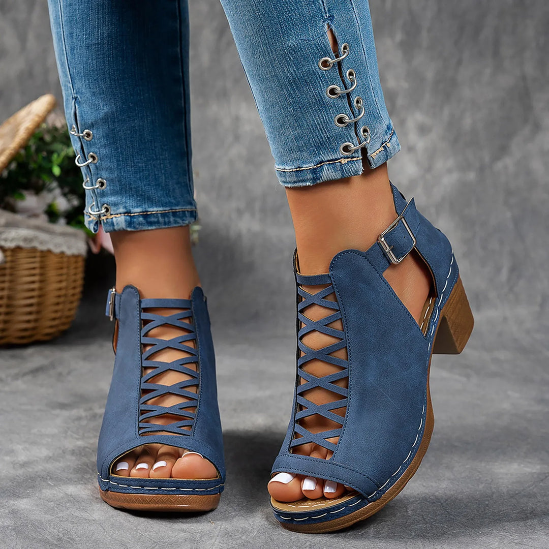 Marzel Cutout Block Sandals