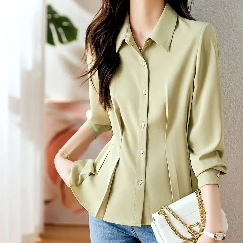Selvyn Pleated Button Blouse