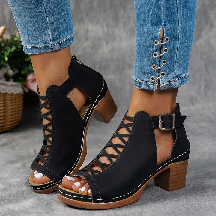 Marzel Cutout Block Sandals