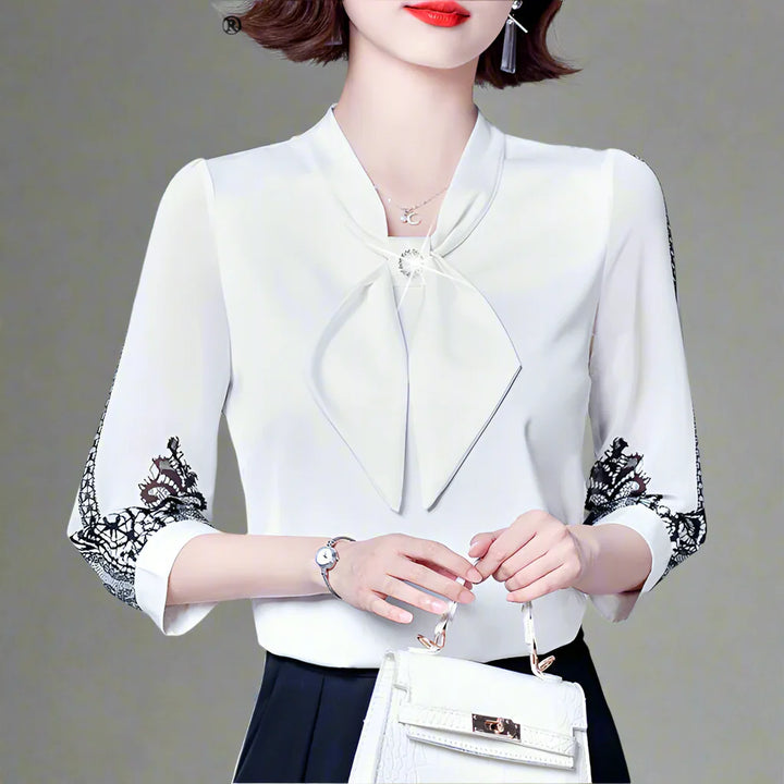 Clarisse Pearl Bow Blouse