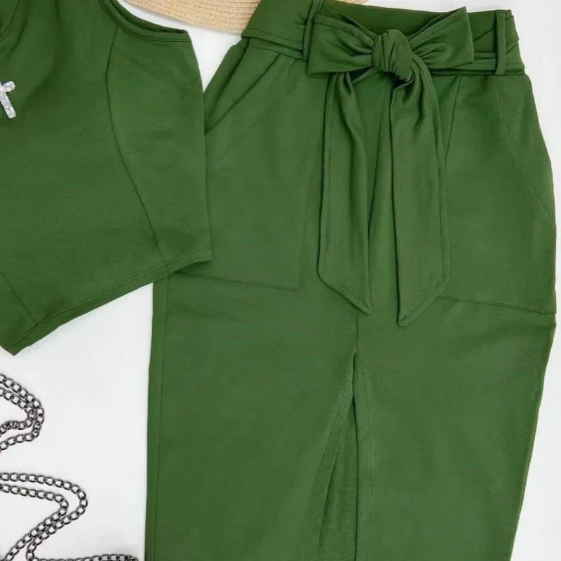 Olivea Tie-Waist Skirt Set