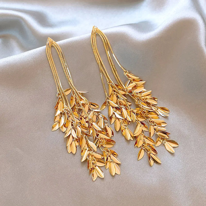 Elara Leaf Drop Earrings
