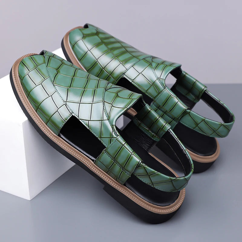 Lorenzo Ridged Leather Sandals
