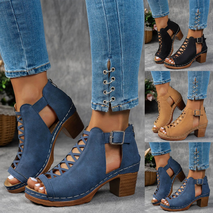 Marzel Cutout Block Sandals