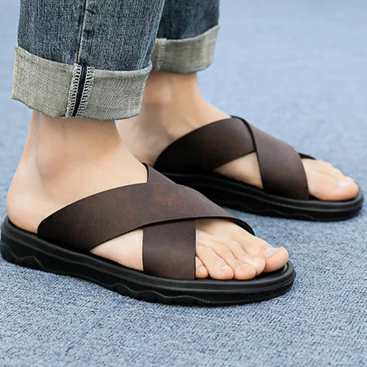 Mavrin Cross Leather Sandals