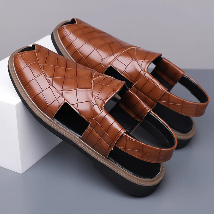 Lorenzo Ridged Leather Sandals