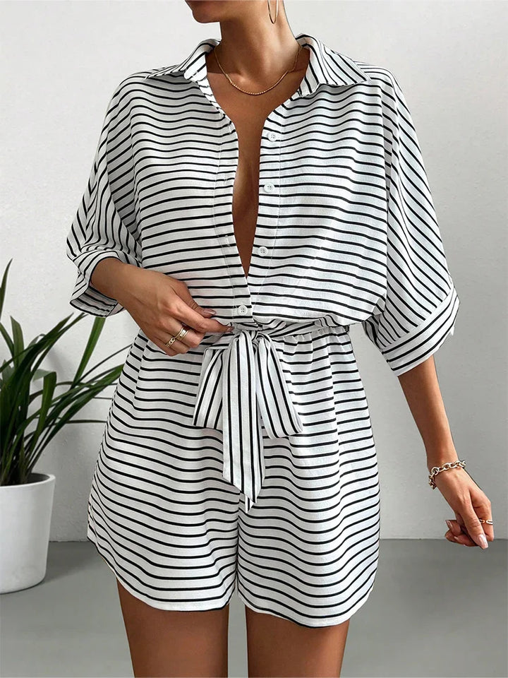 Riviera Stripe Shirt Romper