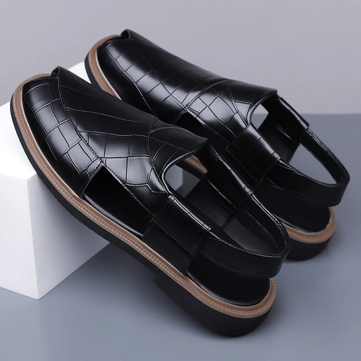 Lorenzo Ridged Leather Sandals